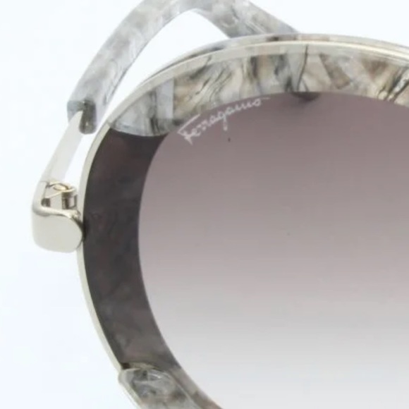 FERRAGAMO Round Marbled Stone Sunglasses NEW/AUTH
